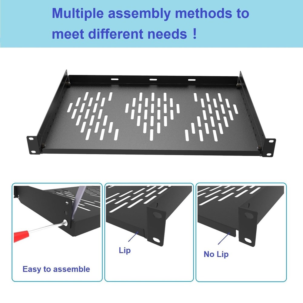 1U Server Rack Shelf, Suitable for 19 Network Equipment Racks and Cabinets, V...