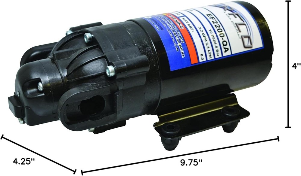 Everflo 2.2GPM 12V Diaphragm Pump with Quick Attach Port - Versatile Power
