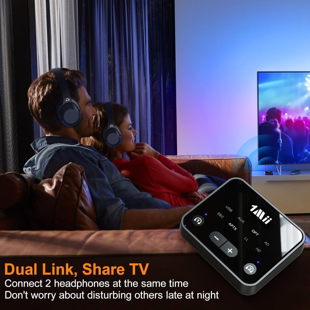 Bluetooth 5.3 Transmitter for TV - Dual Headphone Connection