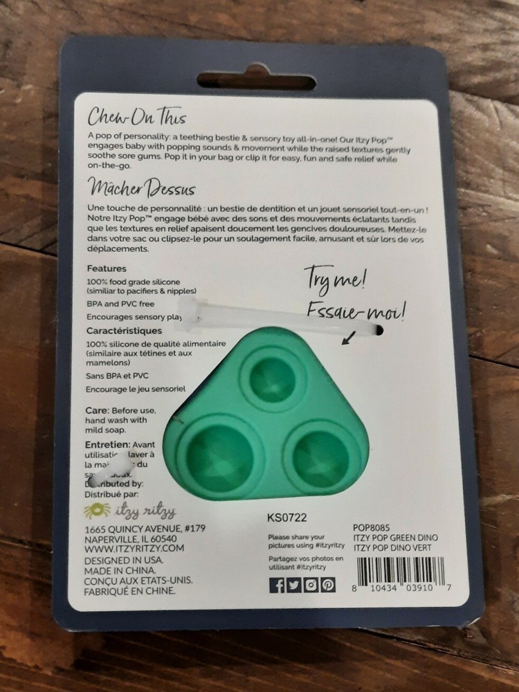 Itzy Ritzy Silicone Pop Green Dino Baby Teether