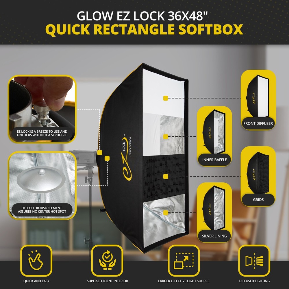 Glow EZ Lock 36x48" Quick Rectangle Softbox