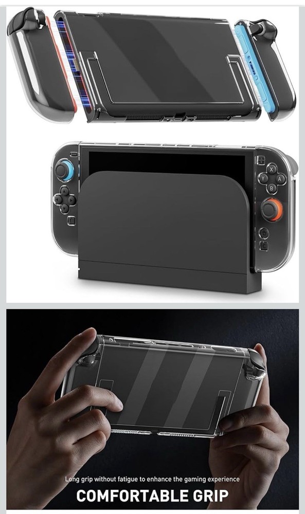 Dockable Case for Nintendo Switch 2 Clear Protective Cover Ergonomic Grip Shell