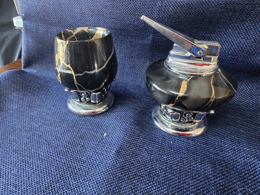 Ronson Nordic marble lighter and cigarette holder