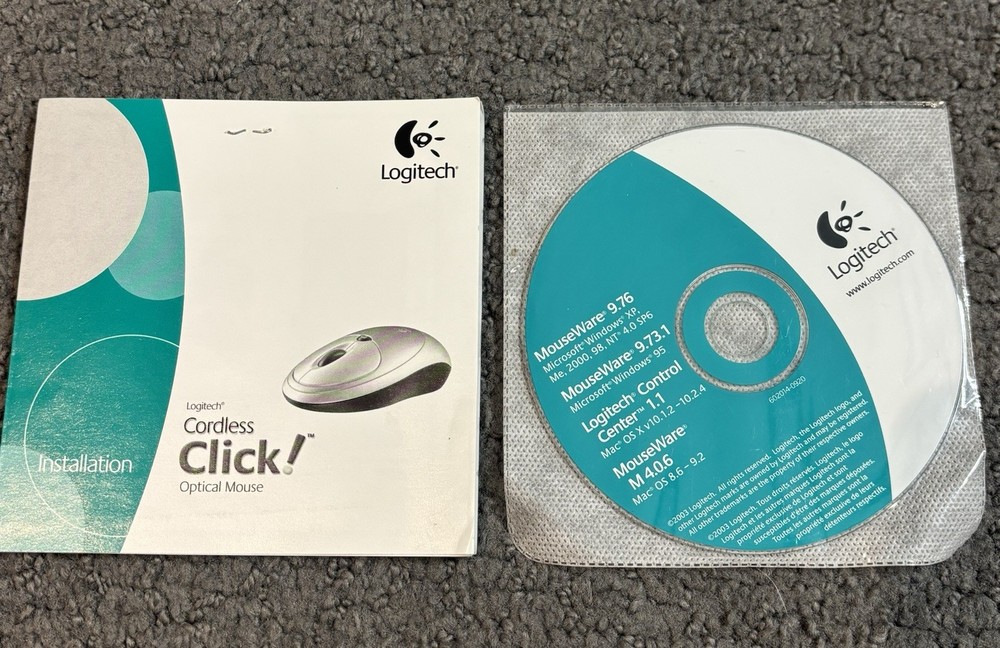 Logitech Cordless Click Optical Mouse Installation Guide & CD-ROM Mouseware