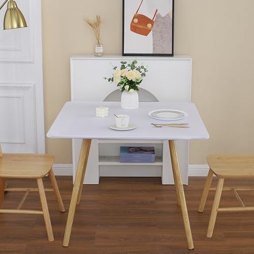 Fitted Square Tablecloth Elastic Table Cover Stretch 36" x 36" (Square) White