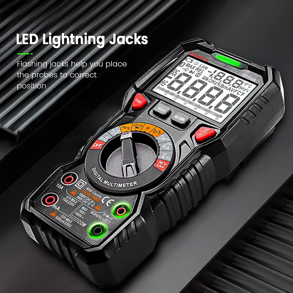 Digital Multimeter TRMS 6000 Counts Voltmeter Auto-Ranging Fast Accurately Measu