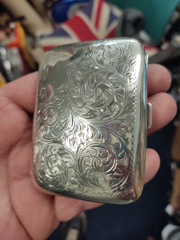 Antique Robert Pringle & Sons Solid Silver Cigarette Case- No Monogram. 45 Grams