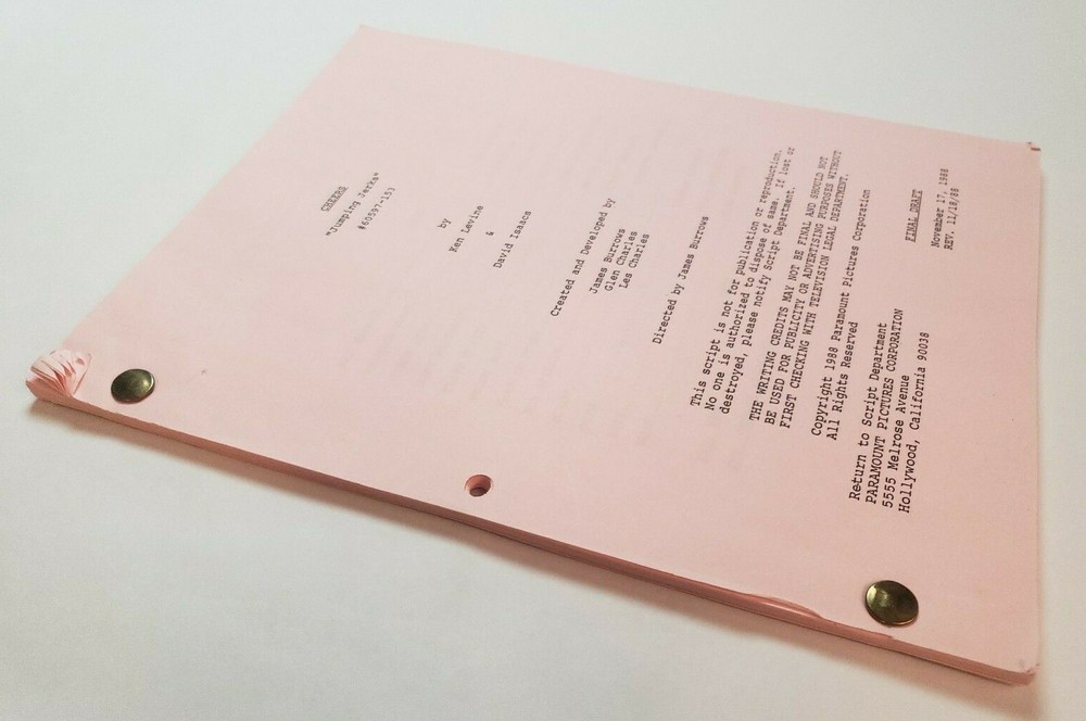 CHEERS / David Isaacs 1988 TV Script, Hugh Maguire & Ted Danson "Jumping Jerks"