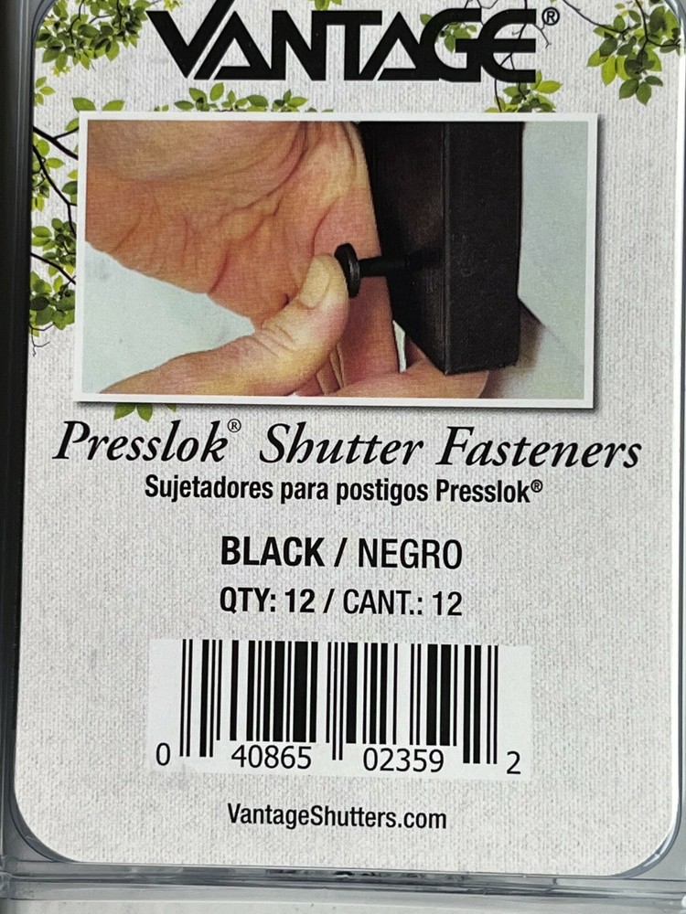 Vantage Presslok Shutter Fastener 13" 12pc Black Sealed Package