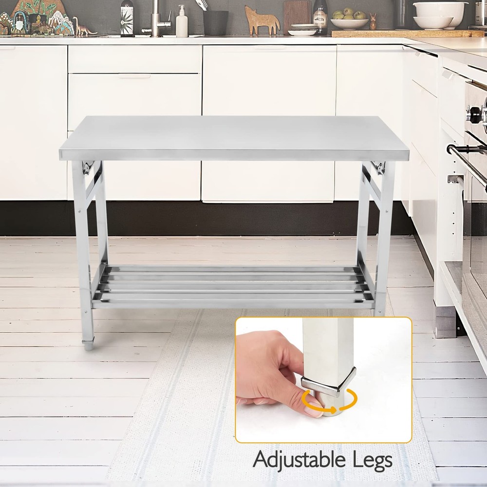 Stainless Steel 48"x24" NSF Kitchen Work Prep Table Folding Restaurant Worktable