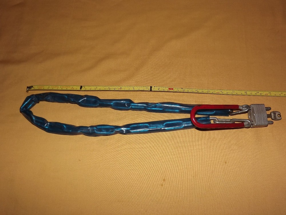 VINTAGE 36" LONG PLASTIC COVERED BICYCLE CHAIN WITH LOCK