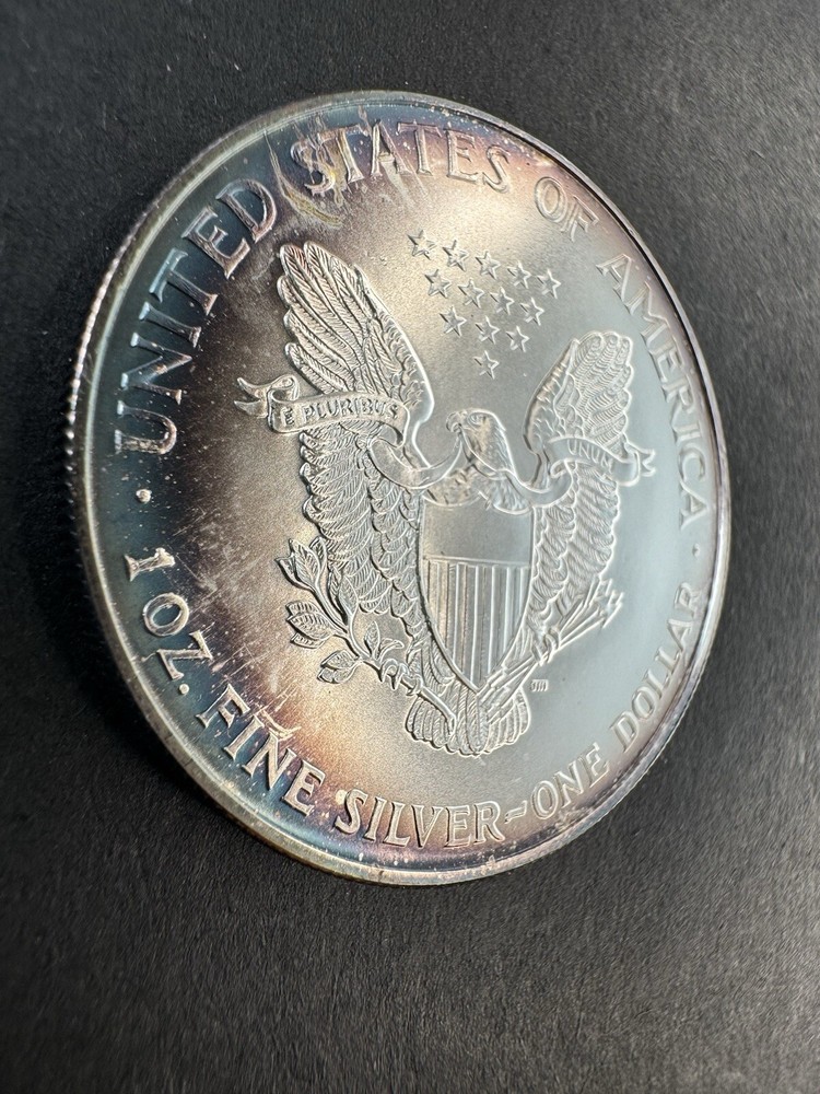 1998 American Silver Eagle 1 Oz Silver Coin Rainbow Toned