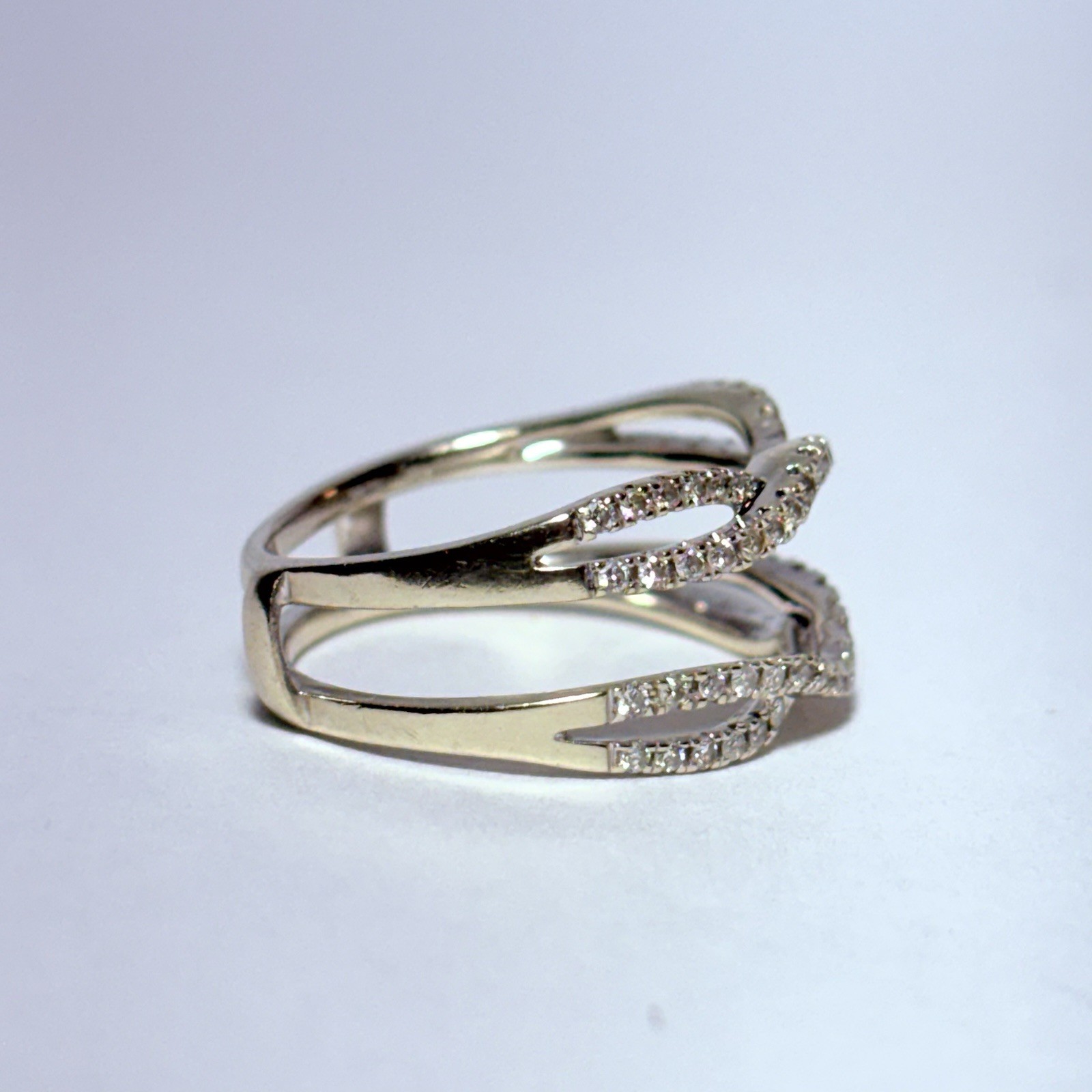 Unique Designs 14K White Gold 0.09ctw Diamond Size 7 Enhancer Ring 3.7g