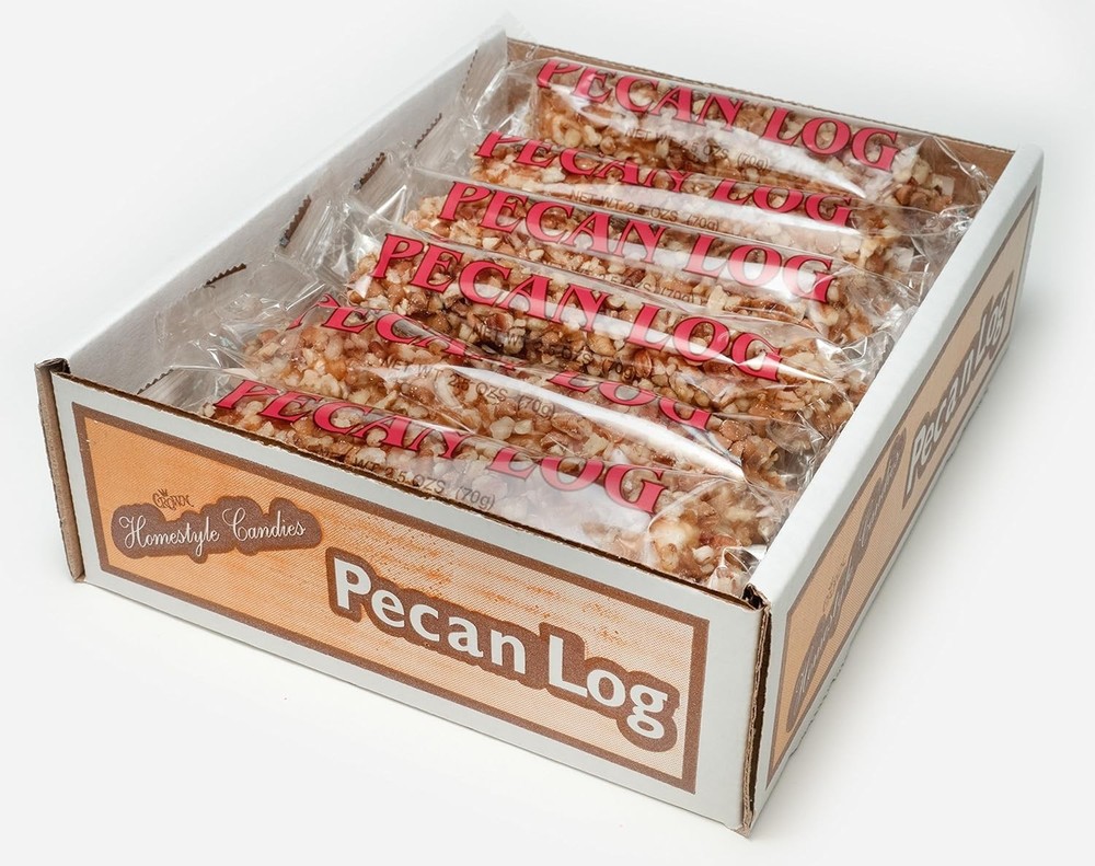 Crown Candy Pecan Logs - 12 Individually Wrapped 3oz Pecan Logs Per Box,12Pack