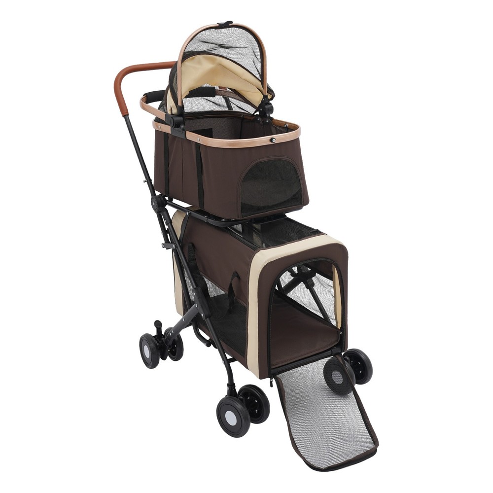 Foldable Pet Stroller w/wheel Adjustable Dog & Cat Stroller For Small&medium Dog