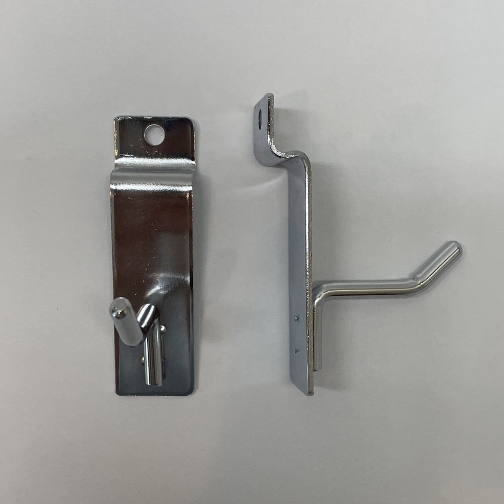 2" Slatwall Hooks, Silver, Hanger Display,Display Panel Hooks Wire Metal 2Pc Set