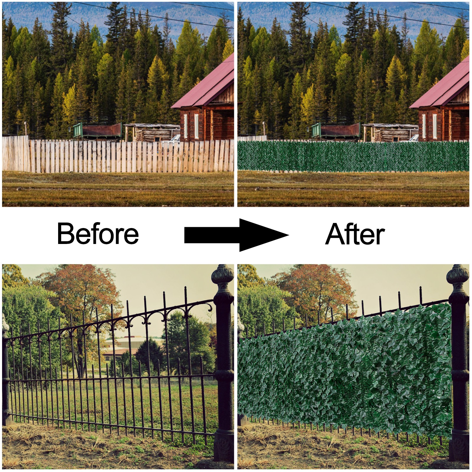 Artificial Ivy Hedge Green Leaf Fence Panels Faux Privacy Fence Screen for Home