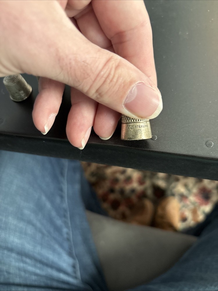 4 SILVER THIMBLES ~ STERLING with FLOWER ~