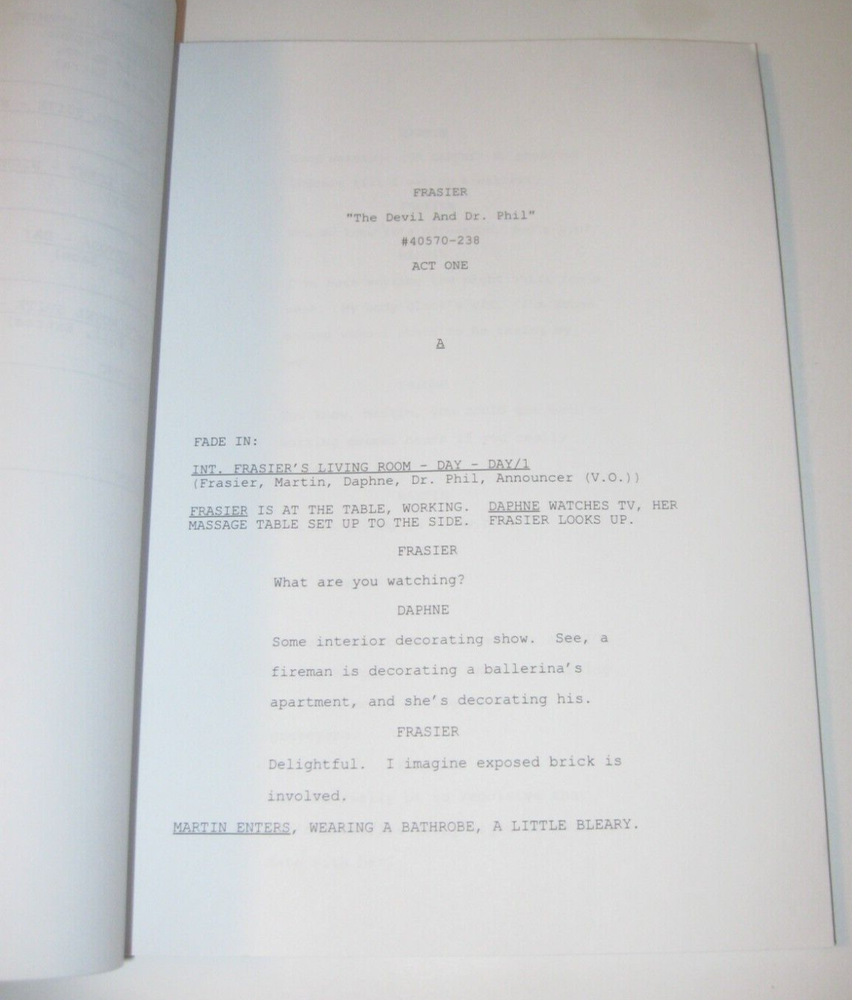 FRASIER ORIGINAL SCRIPT 2003 SEASON 10 EPISODE "THE DEVIL AND DR. PHIL"