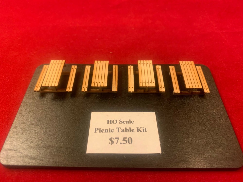 HO Scale Laser Cut Picnic Table with simulated fasteners