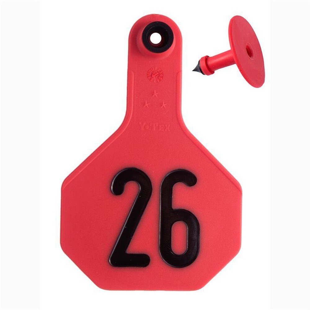YTex 3 Star Medium Red Cattle ID Ear Tags Numbered 176-200
