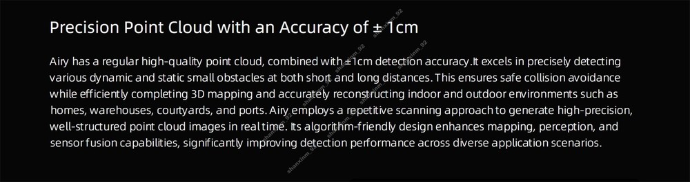 Airy LiDAR, 360° Hemispherical Digital LiDAR, Robot Sensor