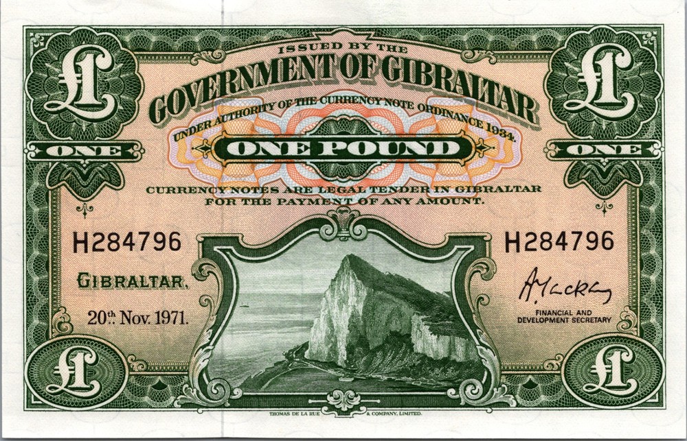 Gibraltar 1 Pound 1971 Pick # 18a PMG 67