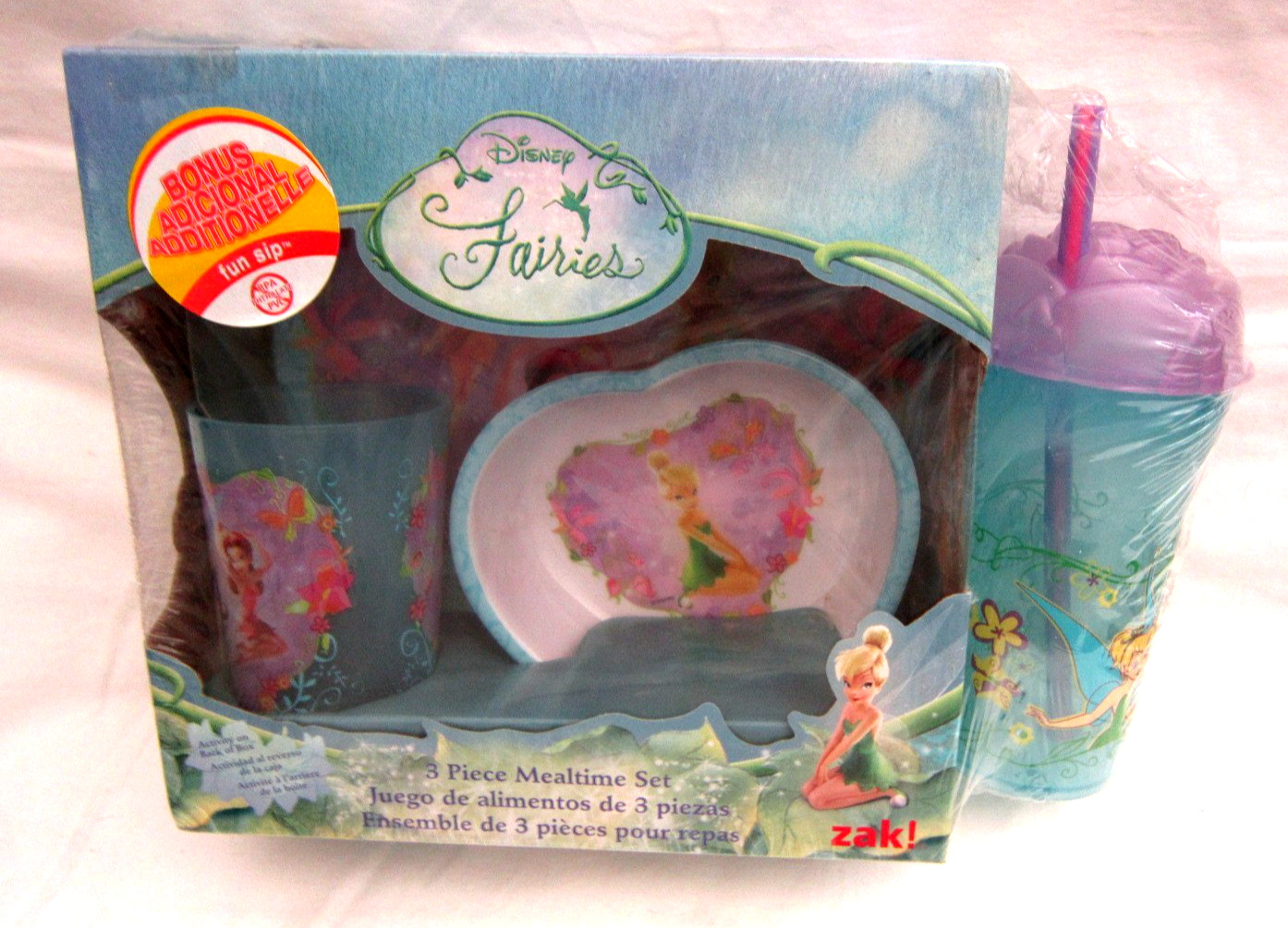 Heart Shape Tinkerbell Mealtime Dinnerware Set Plate,Bowl,Cup,&16oz Tumbler-New!