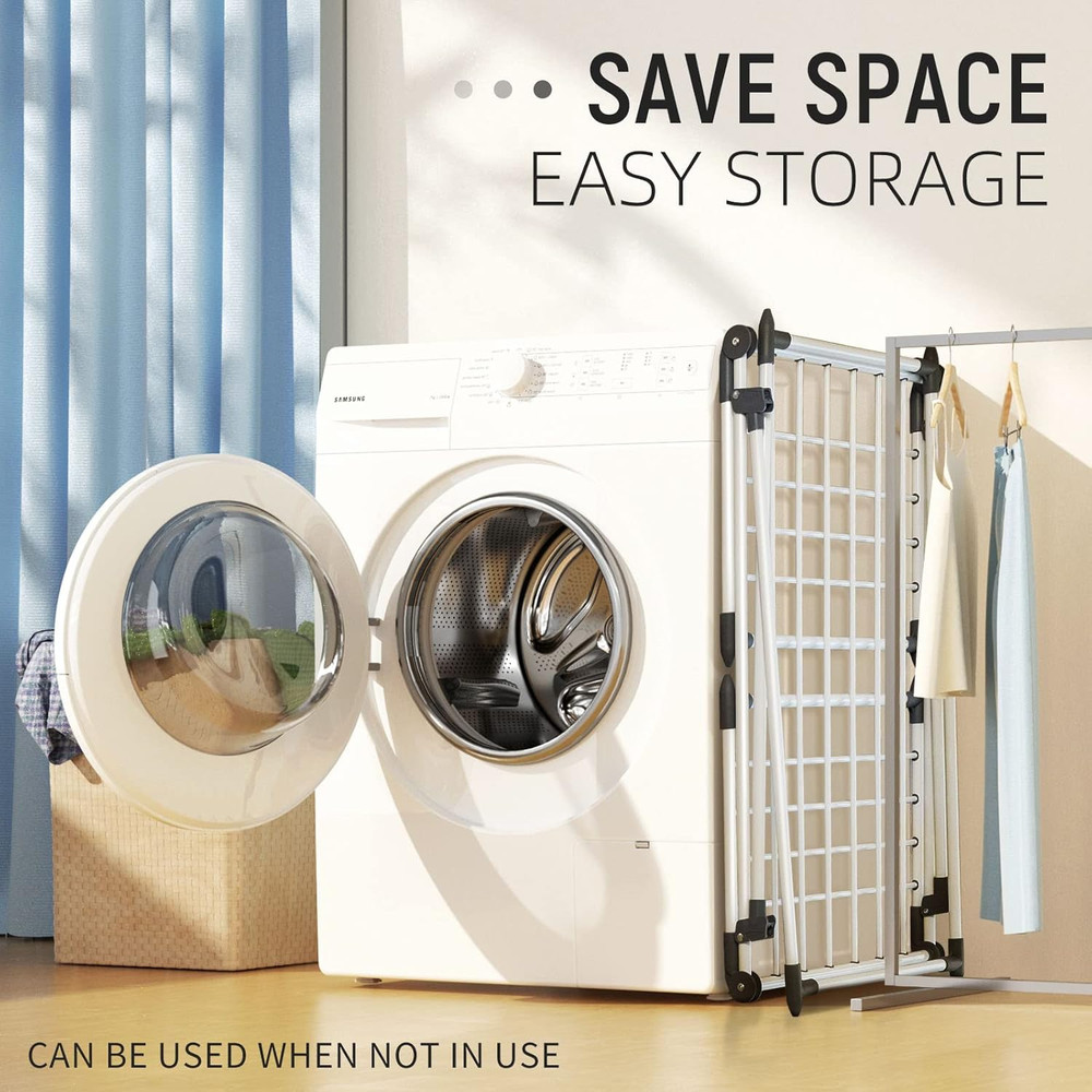 Clothes Drying Rack, Gullwing Laundry Rack, Collapsible, Space-Saving Laundry Ra