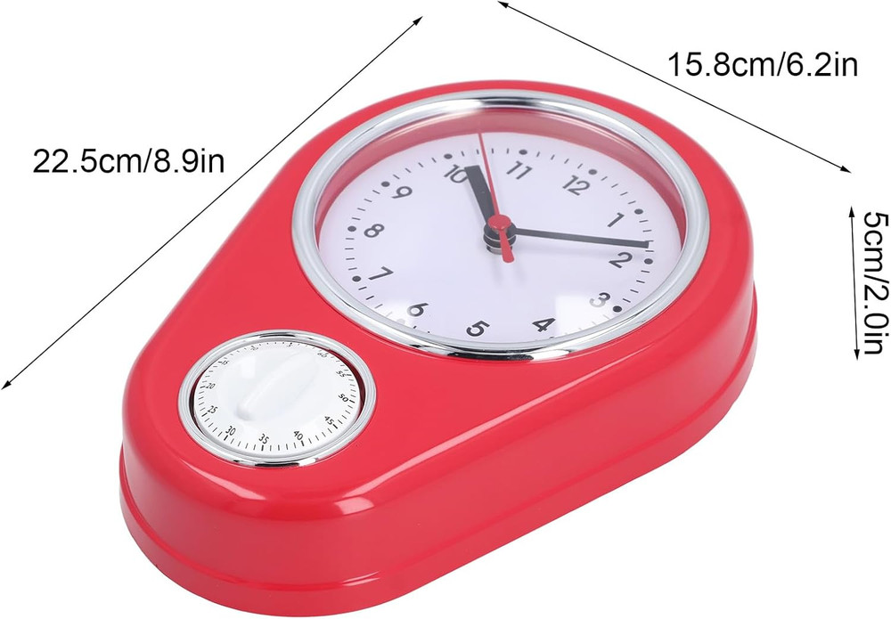 9 Inch Silent Kitchen Timer Wall Clock, 60-Minute Visual Countdown Timer