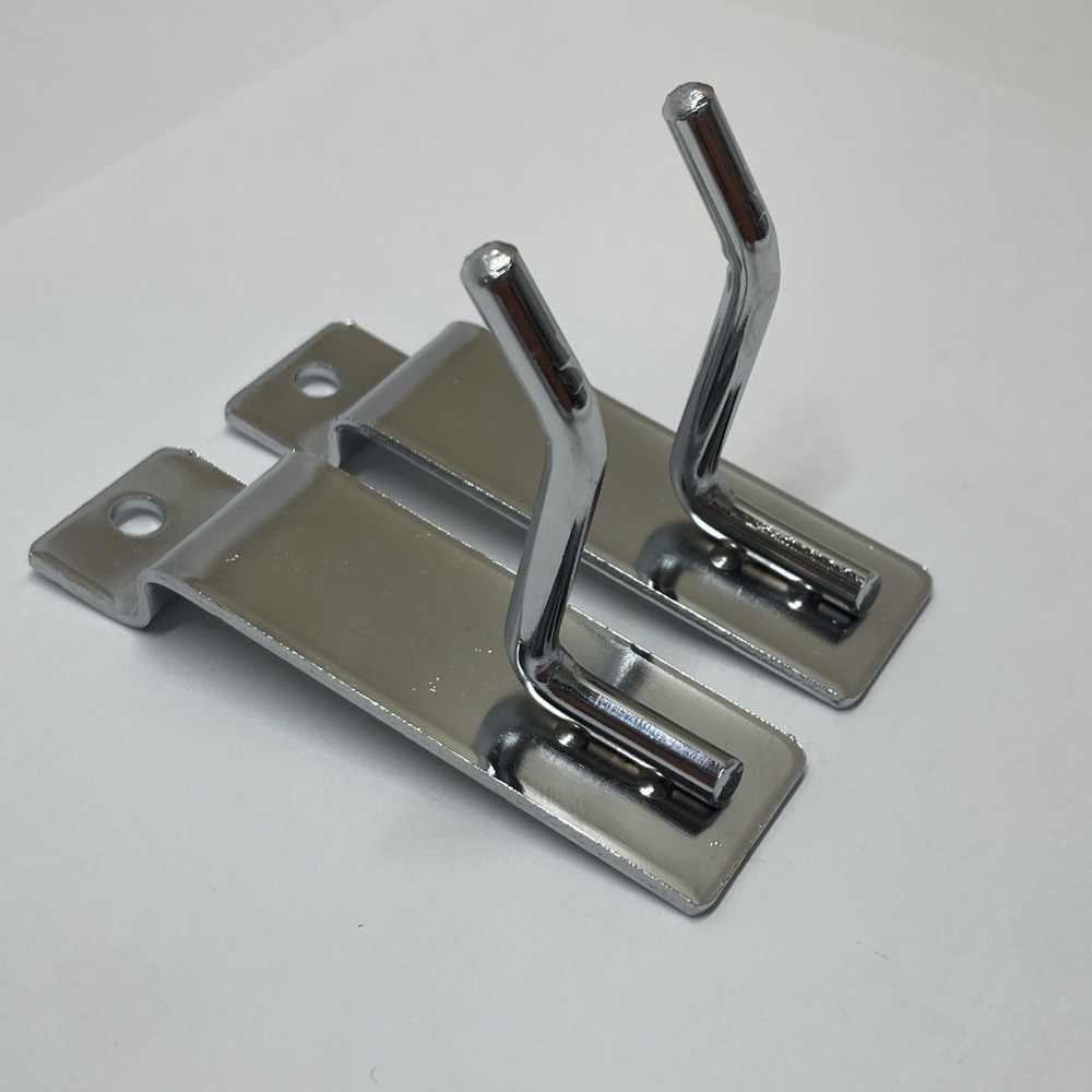 2" Slatwall Hooks, Silver, Hanger Display,Display Panel Hooks Wire Metal 2Pc Set