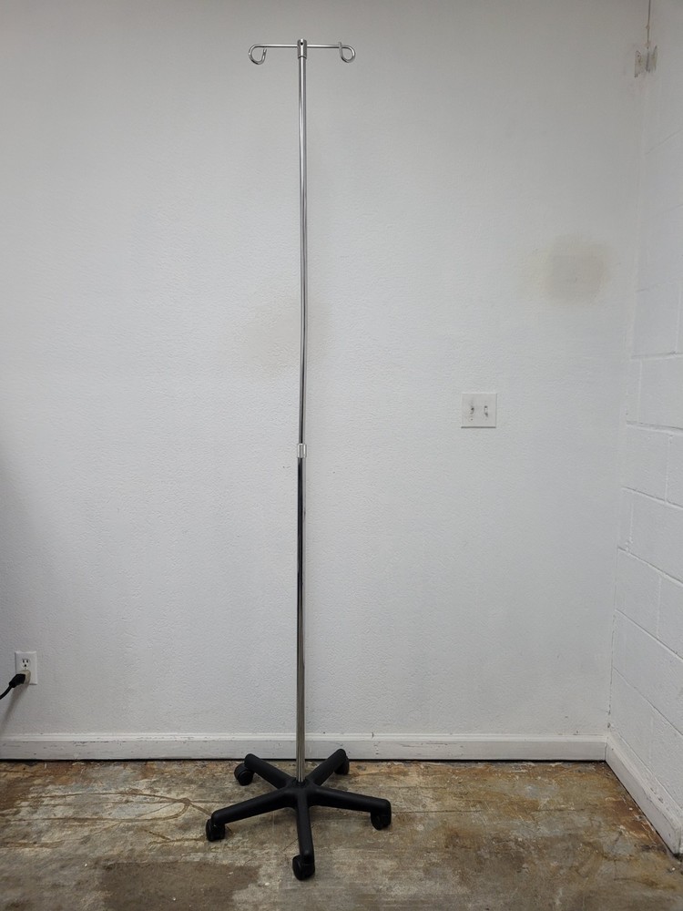 5 Leg IV Pole Stainless W/ 2 Hooks 48"-84"