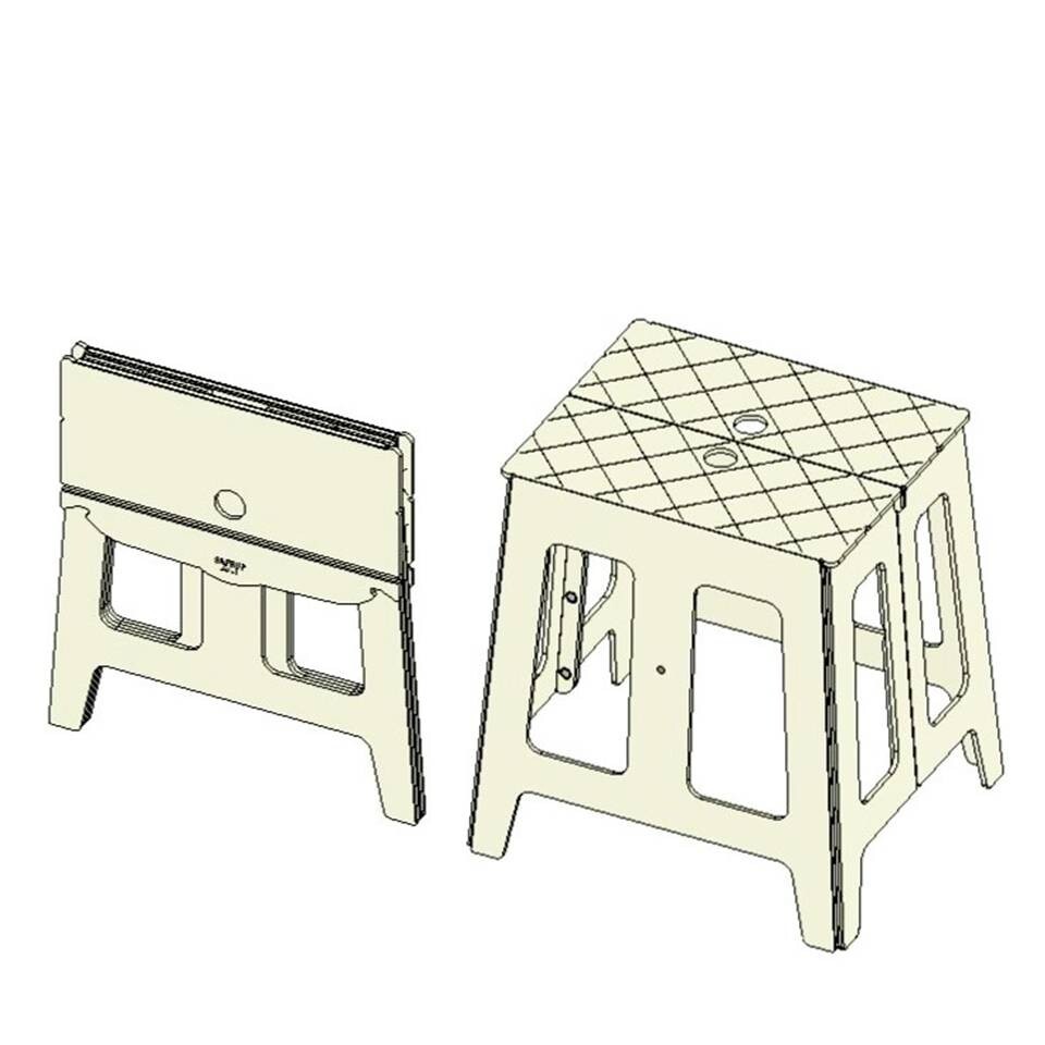 Padded portable Mini-Stool 13"/33 cm. Flat-folding compact lightweight seat/step