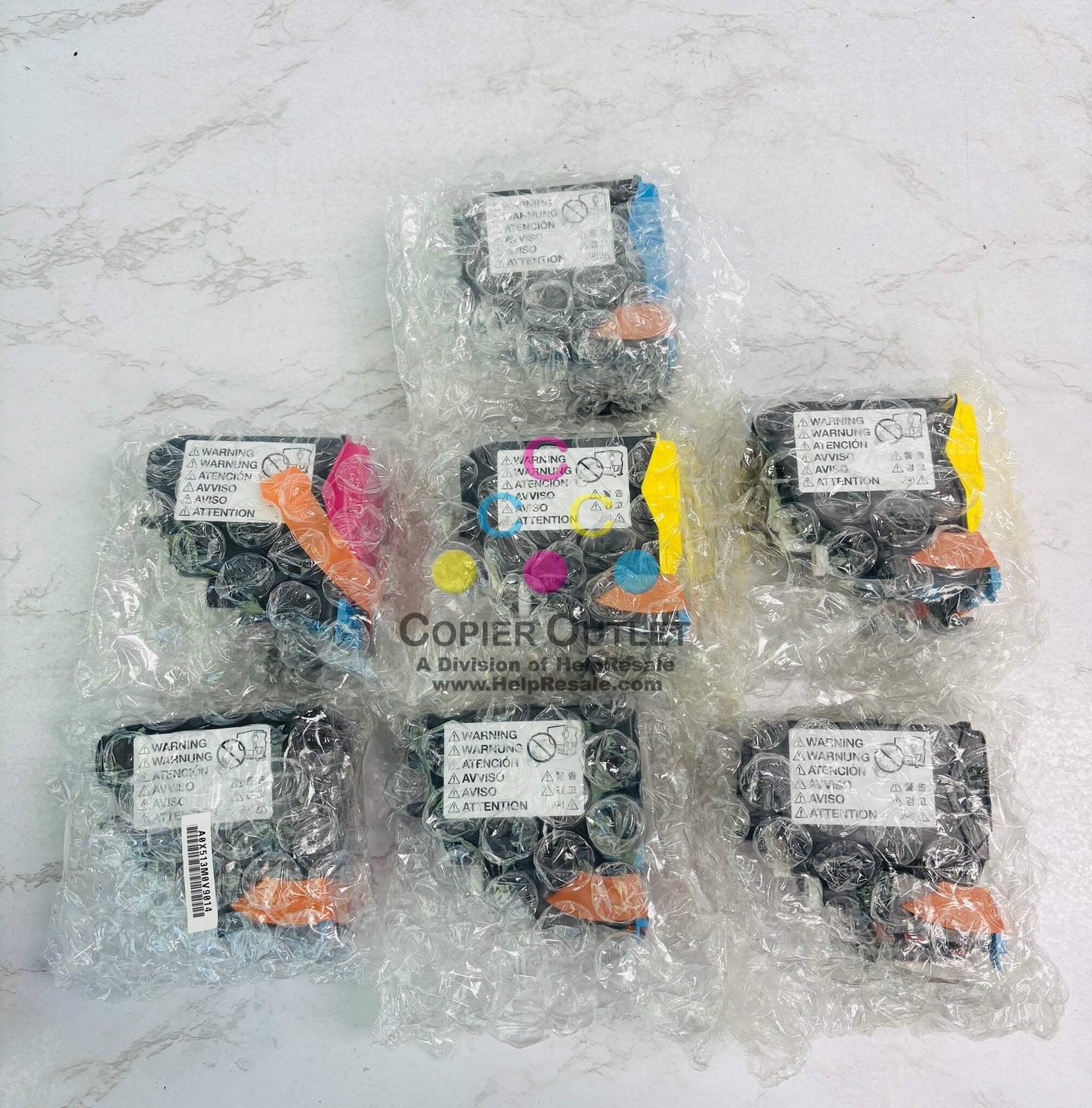 7 Open Genuine Konica BH C25 Cyan, Magenta, Yellow & Black Toner TNP27 CMYYKKK