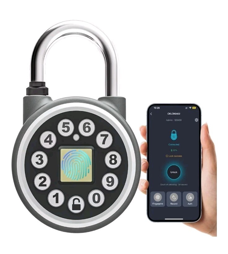 Fingerprint Padlock,Bluetooth Pad Locks with Code, Water Resistant Smart Padlock