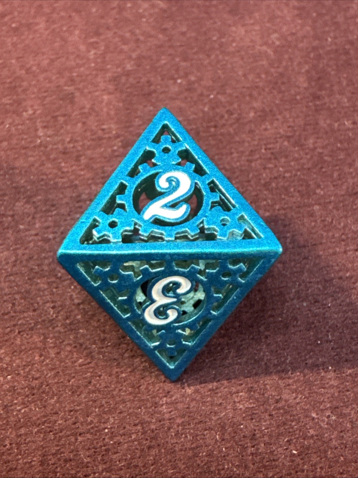 Blue Gear-Themed Hollow Metal Dice Set for RPG DND Games