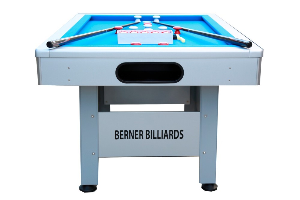 WEATHER PROOF/OUTDOOR RECTANGULAR BUMPER POOL TABLE IN SILVER ~BERNER BILLIARDS