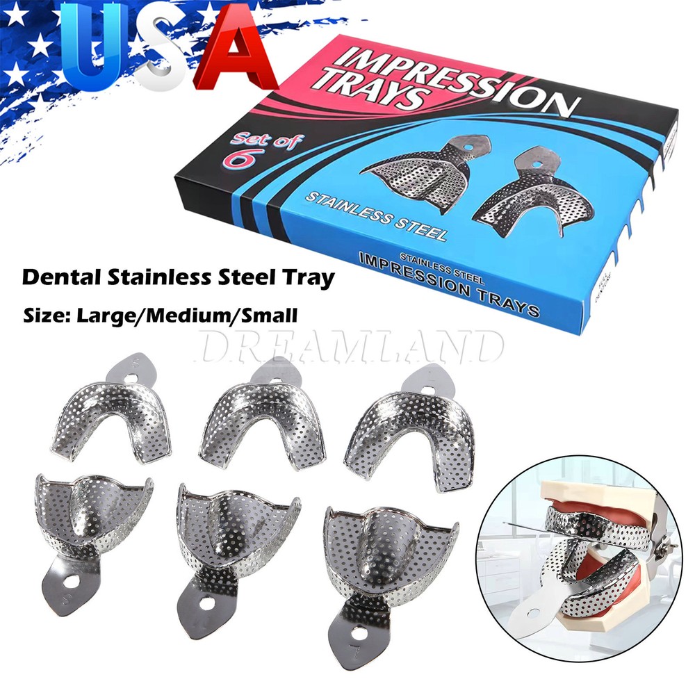 Dental Metal Impression Trays Solid & Perfo Stainless Steel Upper + Lower