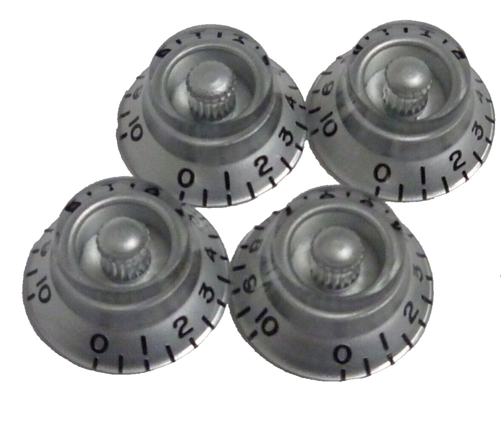 MADE IN JAPAN Top Hat knobs for gibson lespaul Embossed Silver inch Set