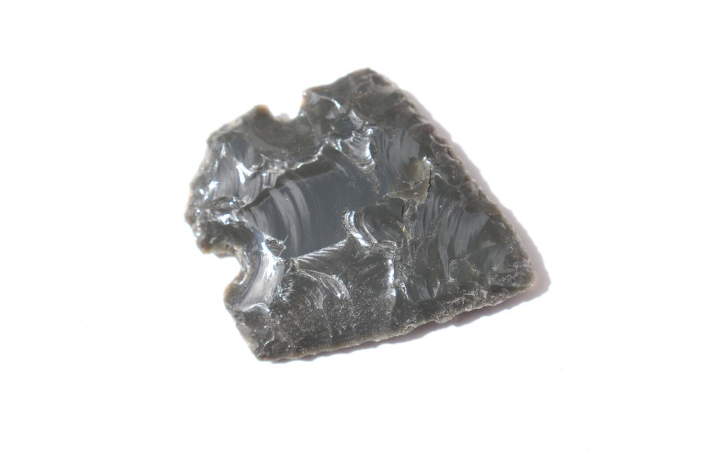 Flint Knapped Burns Green Obsidian Corner Notched Arrowhead Gem Point Wire Wrap