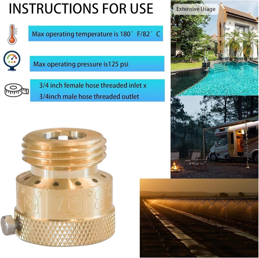 2 Pack Faucet Vacuum Breaker 3/4 Inch Solid Brass Hose Bib Backflow Preventer