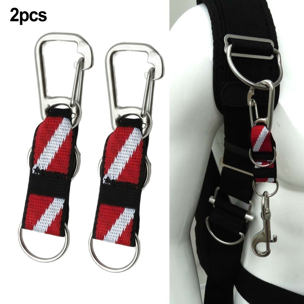 2pcs Split Ring Connector with Clip for Scuba Diving and Outdoor Equipment