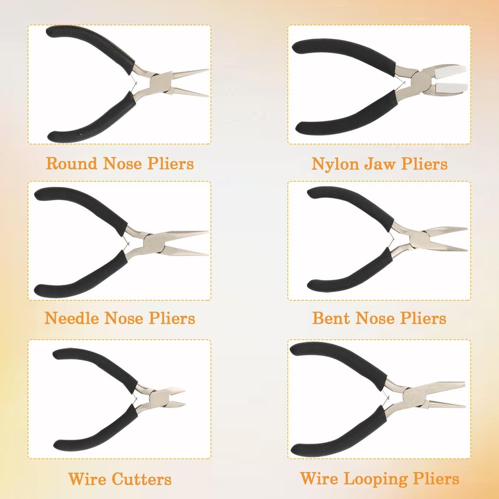 6 Piece Jewelry Pliers Set - Includes Flat, Needle, Round & Bending Mini Set