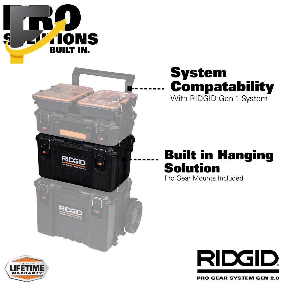 Pro Gear System Gen 2.0 Stackable Durable 22 In. Modular Tool Box Storage