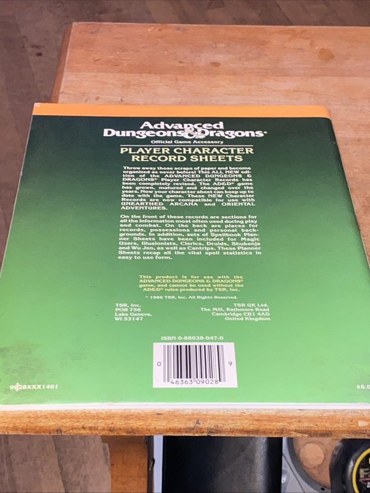 REF2 PLAYER CHARACTER RECORD SHEETS DUNGEONS & DRAGONS AD&D TSR 9028 - 1