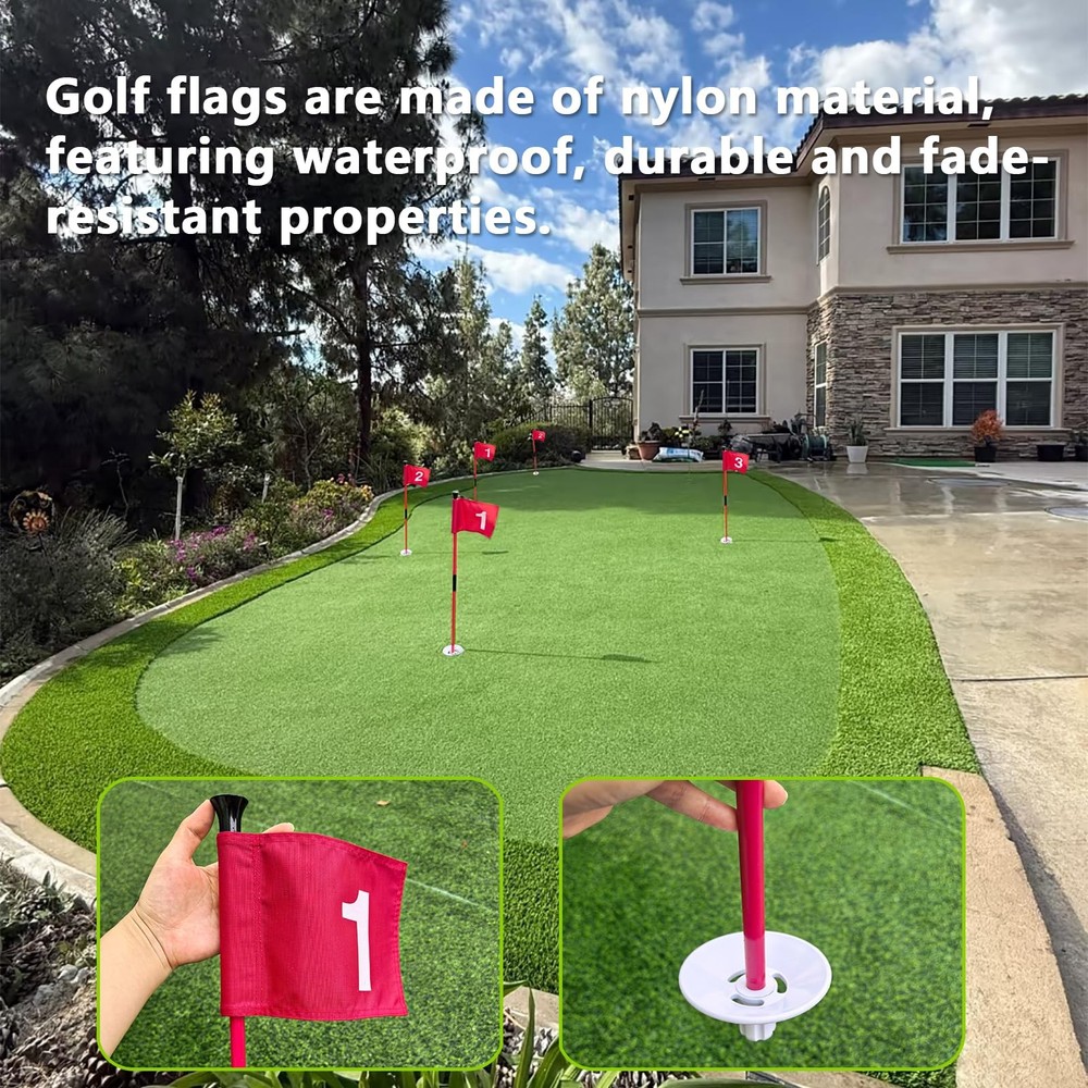 olf Flagstick with Flag Surface - Portable Design, Ideal for Yard yellow