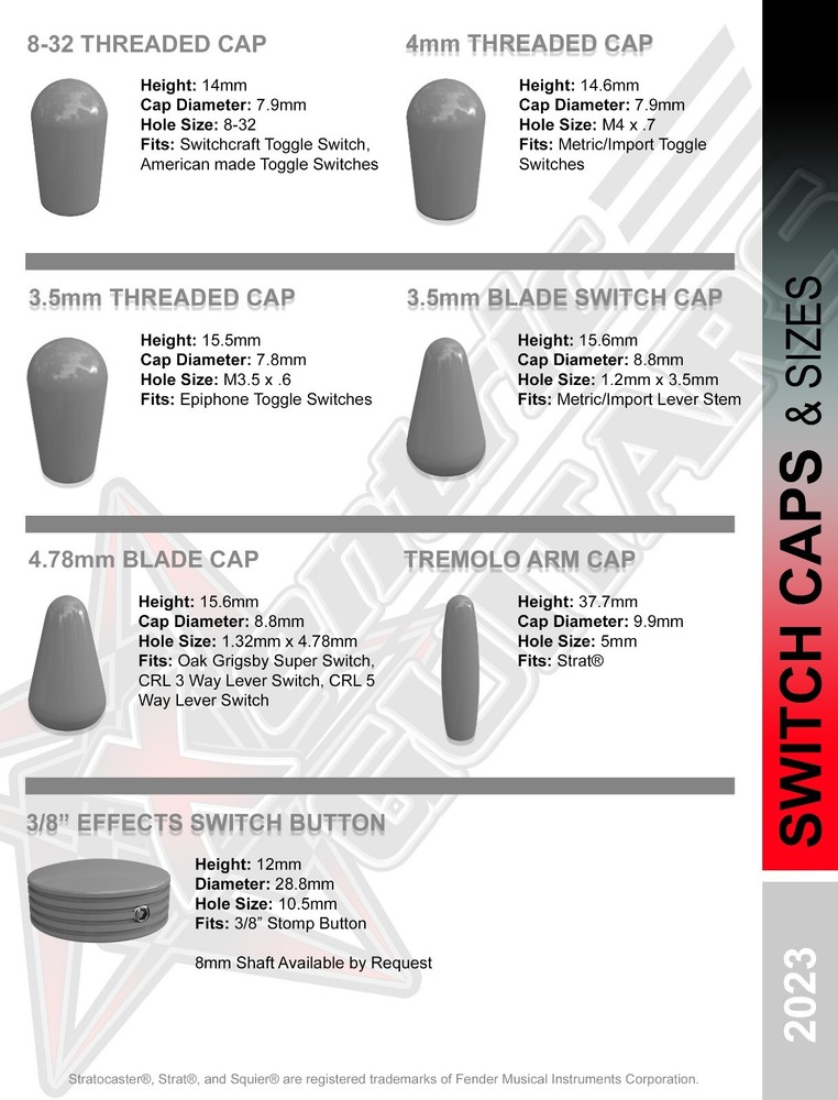 Xentric Guitars - SUPER SOLID Series Resin Guitar Knobs & Switch Caps