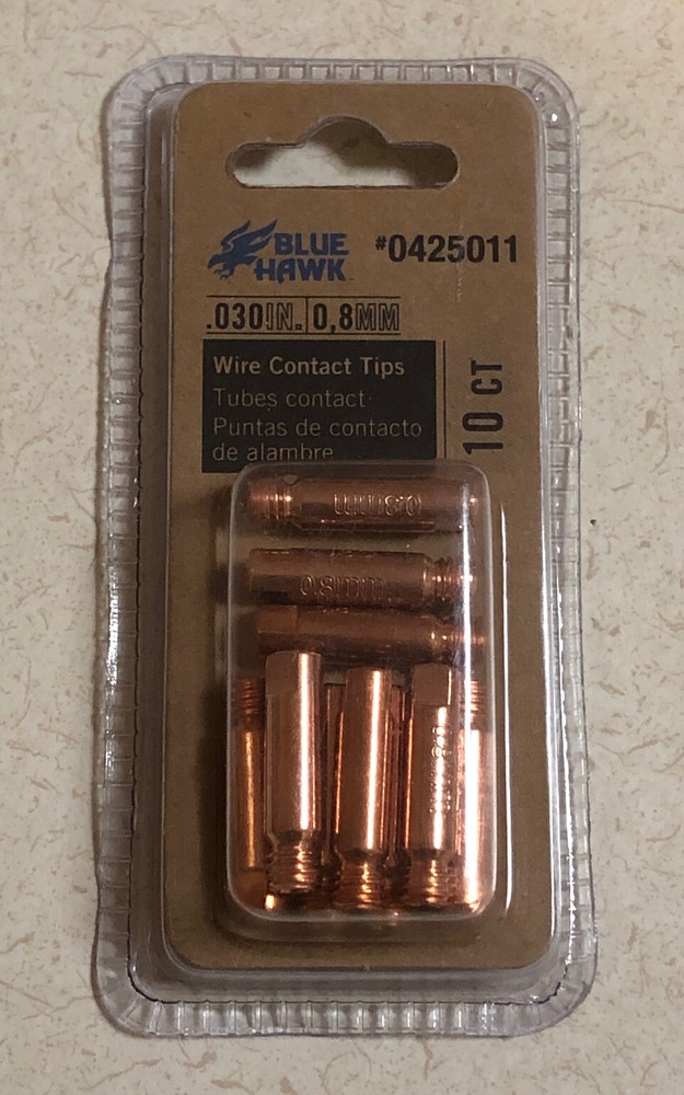 BLUE HAWK 10-PACK WIRE CONTACT TIPS, .030"/0.8 MM DIAMETER DURABLE COPPER. NEW!