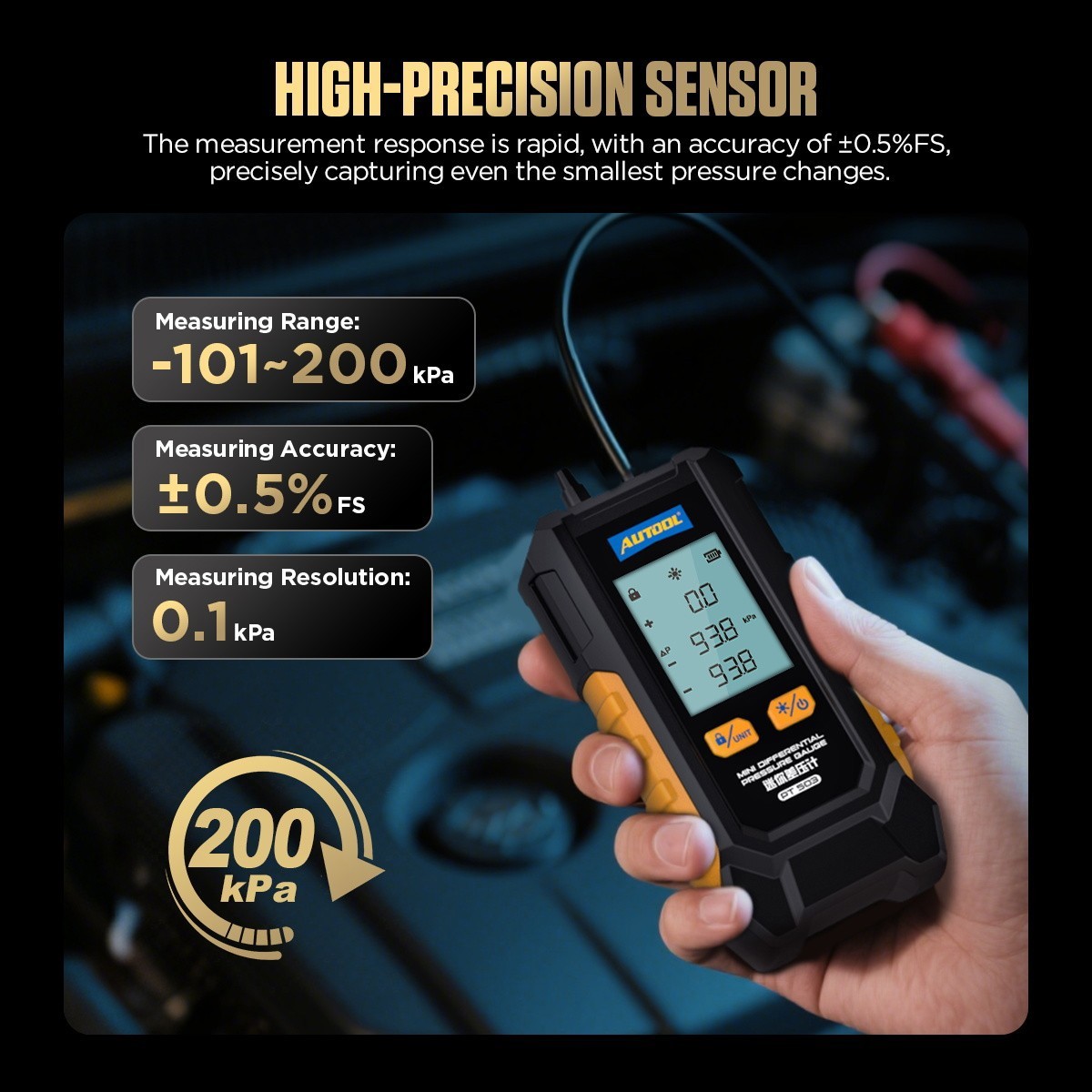 Digital Manometer Portable Differential Gauge Vacuum Pressure Leak Detection