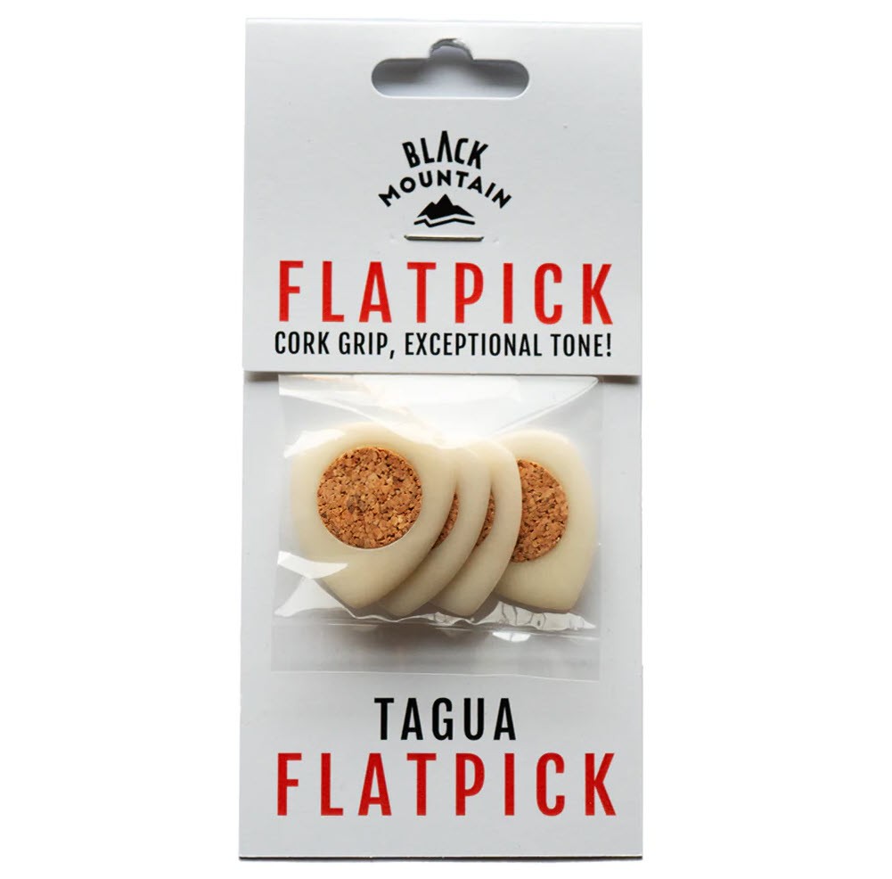BLACK MOUNTAIN Handcrafted Tagua Guitar Picks with Embedded Cork Grip -Four Pack